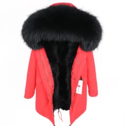Maomaokong Women Parkas Real Natural Fur Winter Parka Raccoon Fur Collar Fox Inner Fur Liner Jacket Women's Jacket Fur Coat