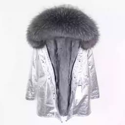 Maomaokong Women Parkas Real Natural Fur Winter Parka Raccoon Fur Collar Fox Inner Fur Liner Jacket Women's Jacket Fur Coat