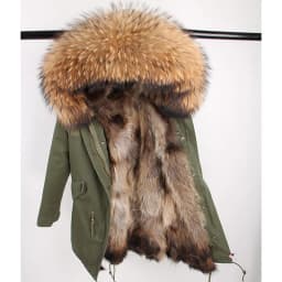 Maomaokong Women Parkas Real Natural Fur Winter Parka Raccoon Fur Collar Fox Inner Fur Liner Jacket Women's Jacket Fur Coat