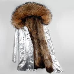 Maomaokong Women Parkas Real Natural Fur Winter Parka Raccoon Fur Collar Fox Inner Fur Liner Jacket Women's Jacket Fur Coat