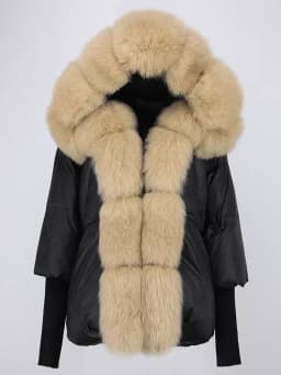 OFTBUY 2023 Winter Jacket Women Real Fox Fur Collar Hooded Natural Thick Warm Loose Oversize Duck Down Coat Streetwear Outerwear
