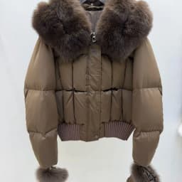 OFTBUY Real Fox Fur Collar Detachable Fur Gloves Winter Solid Puffer Color Outerwear Women Cropped Bomber Duck Down Jacket