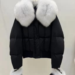 OFTBUY Real Fox Fur Collar Detachable Fur Gloves Winter Solid Puffer Color Outerwear Women Cropped Bomber Duck Down Jacket