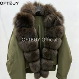 OFTBUY Natural Fox Fur Collar White Duck Down Jacket Winter Warm Thick Windproof Luxury Streetwear Women New Winter Clothin