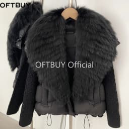 OFTBUY Women New Winter Real Fur Collar Natural Fur Cropped Warm Puffer Coat Duck Down Jacket Female Fashion Casual Outerwear
