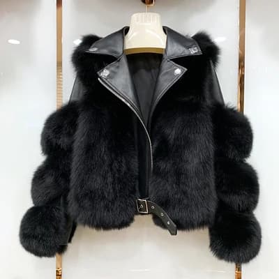 Real Fox Fur Coats With Genuine Sheepskin Leather Wholeskin Natural Fox Fur Jacket Outwear Luxury Women 2024 Winter New