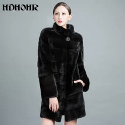HDHOHR 2026 High Quality Real Mink Fur Coat Women Natural Import Mink Coats Winter Warm Fashion Fur Coats Thick Mink Fur Jackets