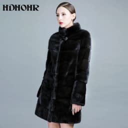 HDHOHR 2026 High Quality Real Mink Fur Coat Women Natural Import Mink Coats Winter Warm Fashion Fur Coats Thick Mink Fur Jackets