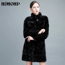 HDHOHR 2026 High Quality Real Mink Fur Coat Women Natural Import Mink Coats Winter Warm Fashion Fur Coats Thick Mink Fur Jackets
