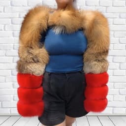 HUAQIUMEISI Natural Real Fox Fur Single and Double Sleeves Women Fur Coat with a Pair of Sleeves Natural Raccoon Fur Jackets