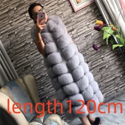 Winter Red Fox Fur Vest Female Real Extended Long  Women Red Fox Fur Waistcoat Natural Fox Fur Waistcoat Long