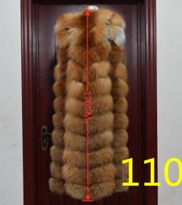 Winter Red Fox Fur Vest Female Real Extended Long  Women Red Fox Fur Waistcoat Natural Fox Fur Waistcoat Long