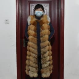 Winter Red Fox Fur Vest Female Real Extended Long  Women Red Fox Fur Waistcoat Natural Fox Fur Waistcoat Long