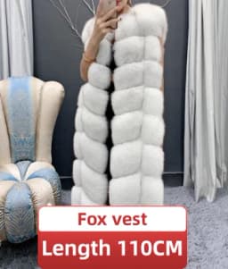 Winter Red Fox Fur Vest Female Real Extended Long  Women Red Fox Fur Waistcoat Natural Fox Fur Waistcoat Long