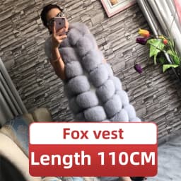 Winter Red Fox Fur Vest Female Real Extended Long  Women Red Fox Fur Waistcoat Natural Fox Fur Waistcoat Long