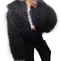 New brand real fur Short genuine fur coat Mongolia Sheep Fur long sleeves women's warm jacket
