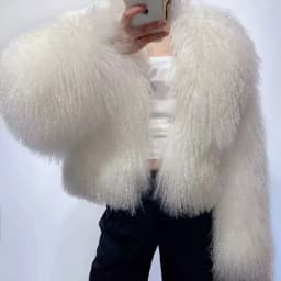 New brand real fur Short genuine fur coat Mongolia Sheep Fur long sleeves women's warm jacket
