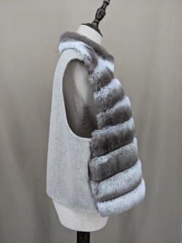 Women's Real Rex Rabbit Fur Vest | Chinchilla Color Winter Warm Fluffy Gilet | Limited Stock