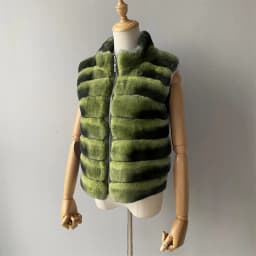 Women's Real Rex Rabbit Fur Vest | Chinchilla Color Winter Warm Fluffy Gilet | Limited Stock