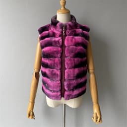 Women's Real Rex Rabbit Fur Vest | Chinchilla Color Winter Warm Fluffy Gilet | Limited Stock