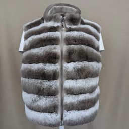 Women's Real Rex Rabbit Fur Vest | Chinchilla Color Winter Warm Fluffy Gilet | Limited Stock