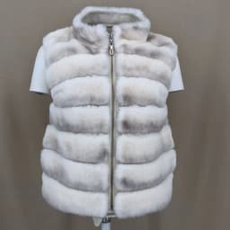 Women's Real Rex Rabbit Fur Vest | Chinchilla Color Winter Warm Fluffy Gilet | Limited Stock