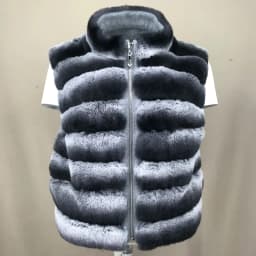 Women's Real Rex Rabbit Fur Vest | Chinchilla Color Winter Warm Fluffy Gilet | Limited Stock