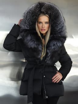2025 Luxury Winter Large Natural Silver Fox Fur Hooded 90% Goose Down Jacket Women Thickened Warm Coat Waterproof Belted Parkas