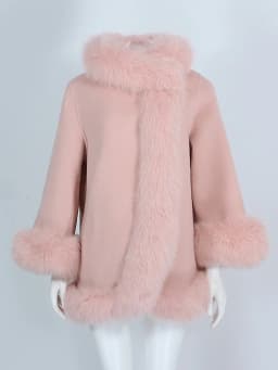 OFTBUY Real Fur Coat Winter Jacket Women Natural Fox Fur Collar Cashmere Wool Woolen Ladies Outerwear Streetwear Fashion