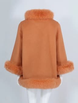 OFTBUY Real Fur Coat Winter Jacket Women Natural Fox Fur Collar Cashmere Wool Woolen Ladies Outerwear Streetwear Fashion