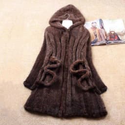 New Natural Mink Fur Winter Coat Women's Long-sleeve Top Fashion All-match Knitted Mink Coat
