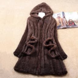 New Natural Mink Fur Winter Coat Women's Long-sleeve Top Fashion All-match Knitted Mink Coat