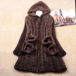 New Natural Mink Fur Winter Coat Women's Long-sleeve Top Fashion All-match Knitted Mink Coat