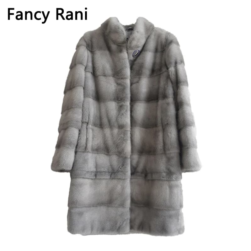 Fancy Rani Real Mink Fur Coat Natural Women Winter Long Leather Jacket Luxury Female Clothes 2023 Mink Fur Coat Women Promotion