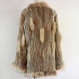 Spain Russia USA Canada popular Women knitted real genuine real rabbit fur coat overcoat jackets garment raccoon collar