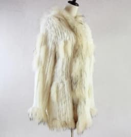 Spain Russia USA Canada popular Women knitted real genuine real rabbit fur coat overcoat jackets garment raccoon collar