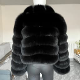 BEIZIRU Women's Winter Real Raccoon Fur Coat with Turn-Down Collar Warm Thick Natural Long Sleeve Luxury Outerwear Jacket