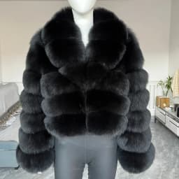 BEIZIRU Women's Winter Real Raccoon Fur Coat with Turn-Down Collar Warm Thick Natural Long Sleeve Luxury Outerwear Jacket