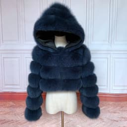 2026 Women's Real Fox Fur Coat Natural Warm Thick High Quality Full Sleeve Hooded Short Jacket Fashionable Winter Outerwear