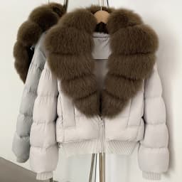 OFTBUY New Winter Clothes Women Real Fox Fur Duck Down Jacket Short Warm Natural Fur Puffer Coat Female Luxury Fashion Outerwear