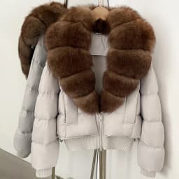 OFTBUY New Winter Clothes Women Real Fox Fur Duck Down Jacket Short Warm Natural Fur Puffer Coat Female Luxury Fashion Outerwear