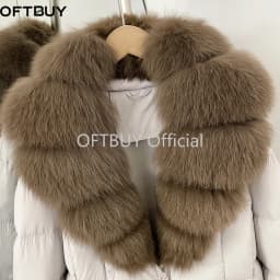 OFTBUY New Winter Clothes Women Real Fox Fur Duck Down Jacket Short Warm Natural Fur Puffer Coat Female Luxury Fashion Outerwear