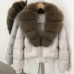 OFTBUY New Winter Clothes Women Real Fox Fur Duck Down Jacket Short Warm Natural Fur Puffer Coat Female Luxury Fashion Outerwear