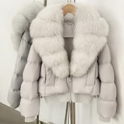 OFTBUY New Winter Clothes Women Real Fox Fur Duck Down Jacket Short Warm Natural Fur Puffer Coat Female Luxury Fashion Outerwear