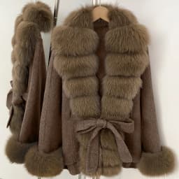 OFTBUY New Luxury Warm Winter Clothing with Natural Fox Fur Women 100% Wool Coat Belted Waist Real Fox Fur Woolen Jacket Female