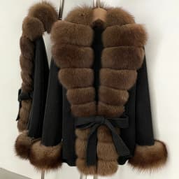 OFTBUY New Luxury Warm Winter Clothing with Natural Fox Fur Women 100% Wool Coat Belted Waist Real Fox Fur Woolen Jacket Female