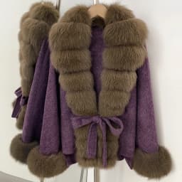 OFTBUY New Luxury Warm Winter Clothing with Natural Fox Fur Women 100% Wool Coat Belted Waist Real Fox Fur Woolen Jacket Female
