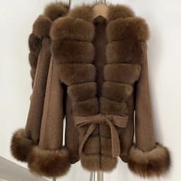OFTBUY New Luxury Warm Winter Clothing with Natural Fox Fur Women 100% Wool Coat Belted Waist Real Fox Fur Woolen Jacket Female