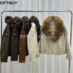 OFTBUY 90 Duck Down Real Fox Fur Collar Luxury Women New Winter Down Jacket Female Loose Short Puffer Coat Thick Warm Outerwear