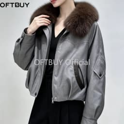 OFTBUY Short Zipper Duck Down Clothing Natural Fur Outerwear New Winter Real Fox Fur Coat Women Lightweight Down Jacket Female